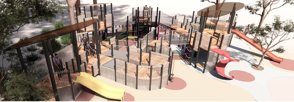 an artist's impression of a timber playground