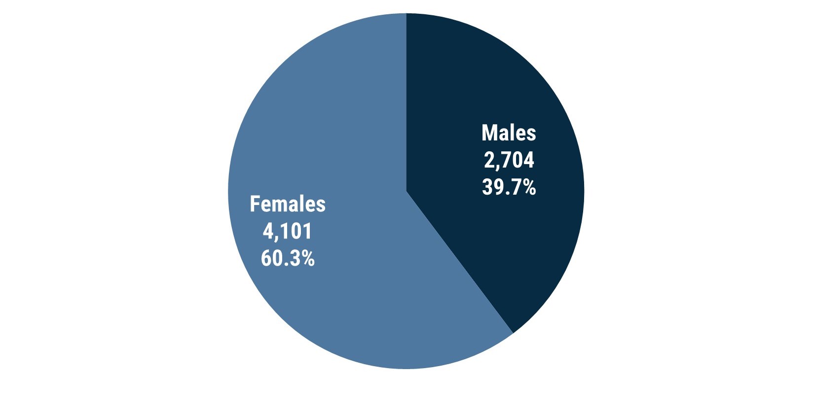 Pie chart showing that 60% of Boroondara residents who report that they speak English not well or not at all are female.