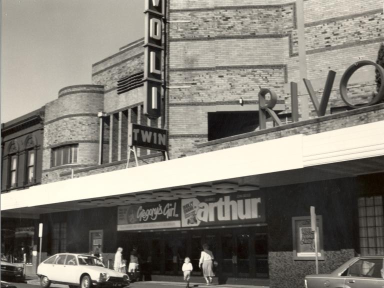 Black and white historical photo of the Rivoli Theatre in Camberwell