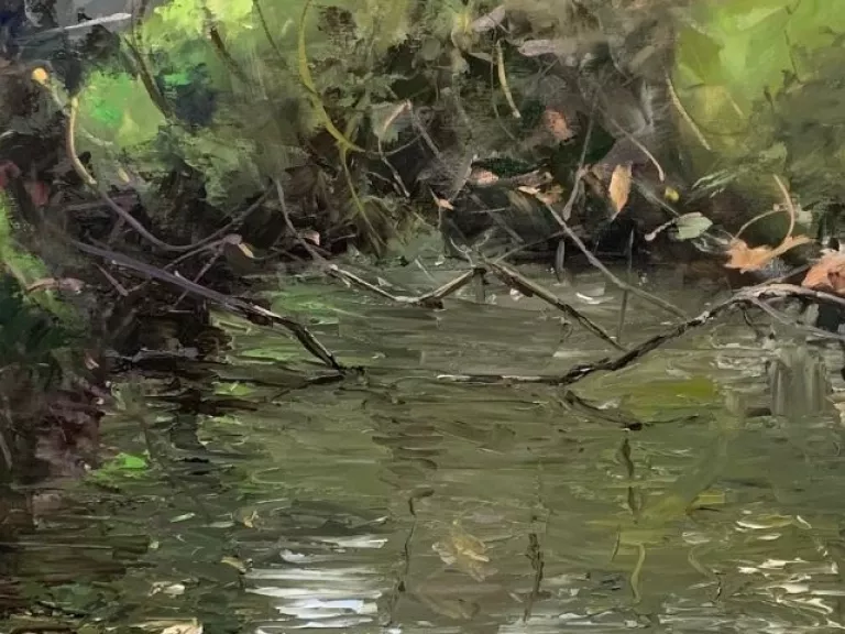 A painting by Joe Blundell detail from Secrets of the Creek