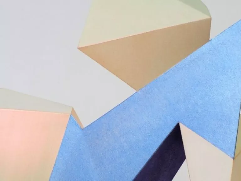 Geometric abstract shapes using faint pastels in colour dark to light