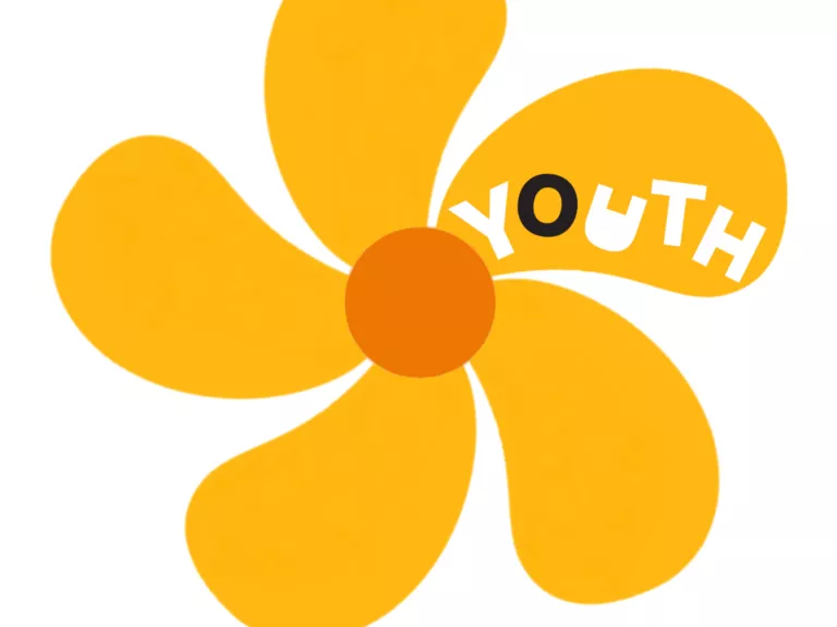 The Bloom Podcast logo - a yellow flower with the word 'Youth' on a petal