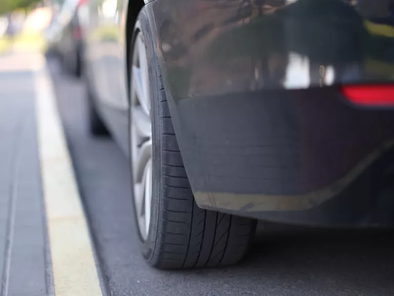 A car parked on the side of the road