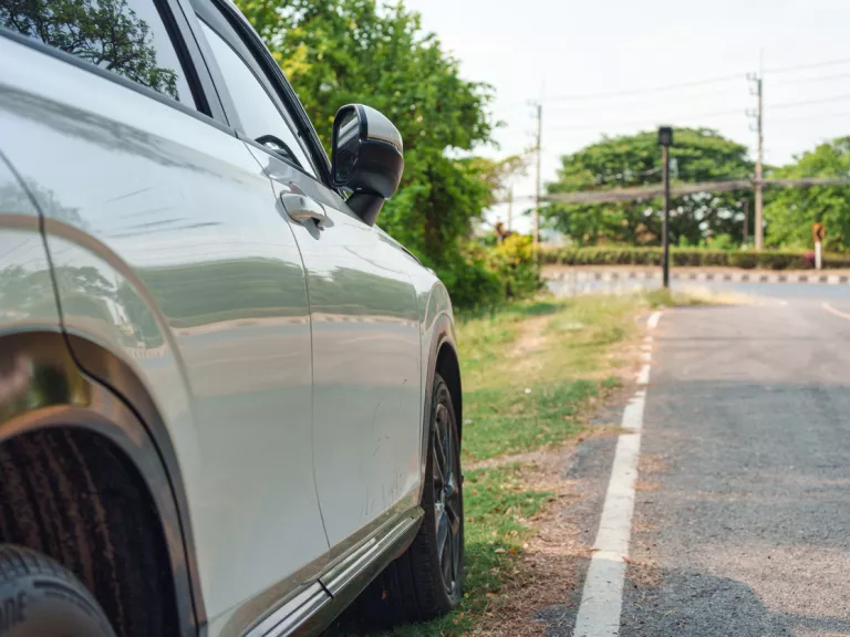 A car parked on the side of the road