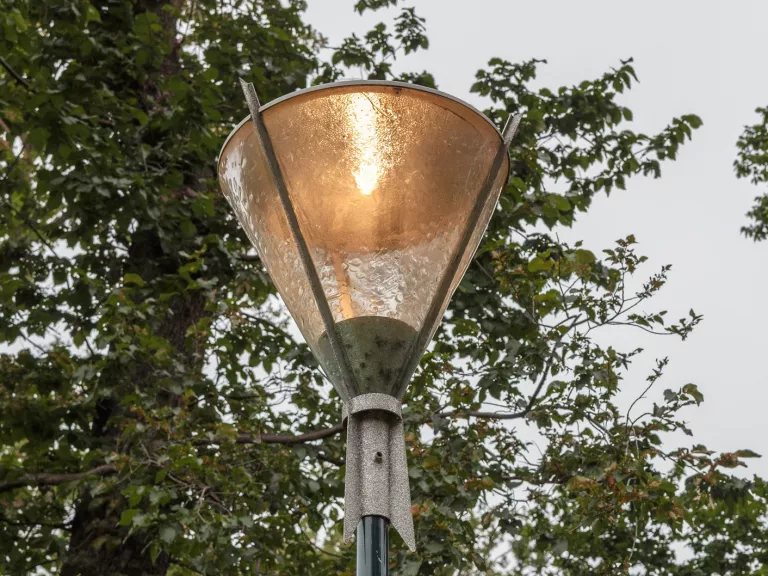 A street light in a park 