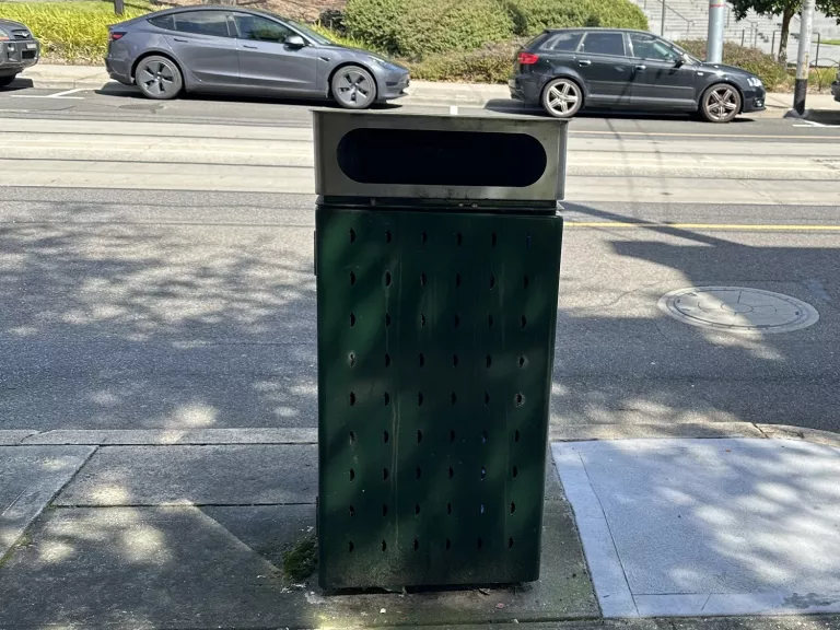 Public rubbish bin on street