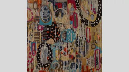 Joy Mackey, ‘Spotless’, 2020, mixed media on canvas, 106 x 106cm, image courtesy of the artist. Sale price: POA.