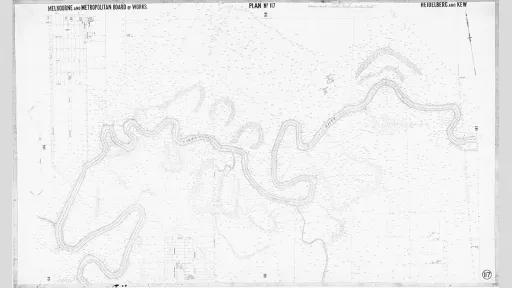 Map of Heidelberg and Kew showing the Yarra River between the two suburbs which were unpopulated areas