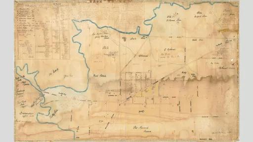 Map showing Kew in 1875 with the river bordering the suburb and main roads marked