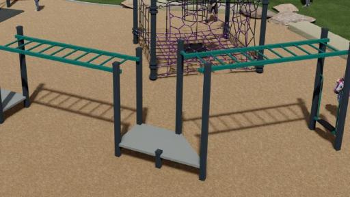 Computer-generated image of a playground monkey bars