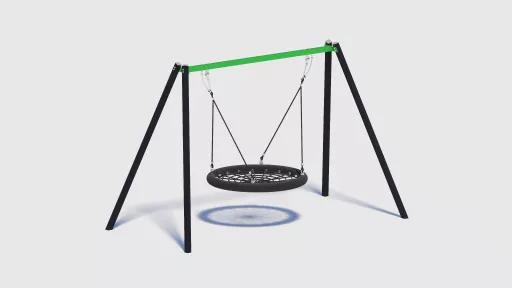 Computer-generated image of a frame holding up a basket swing