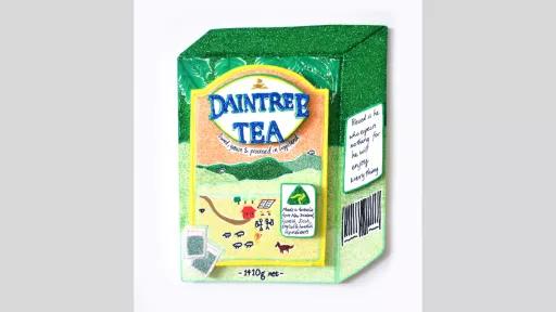 Glitter and markers on Paper presentation board artwork of a Daintree Tea box