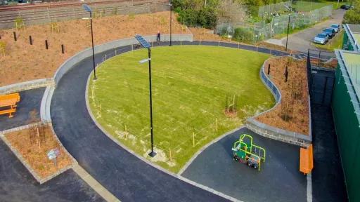 A sports oval under construction